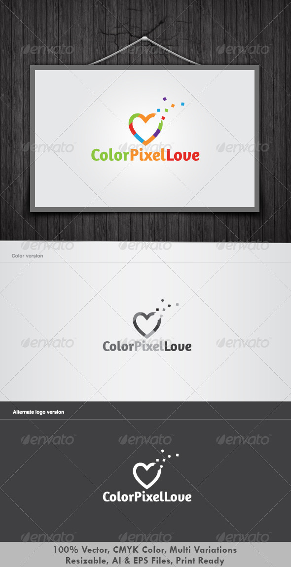 Color Pixel Love - Symbols Logo Templates