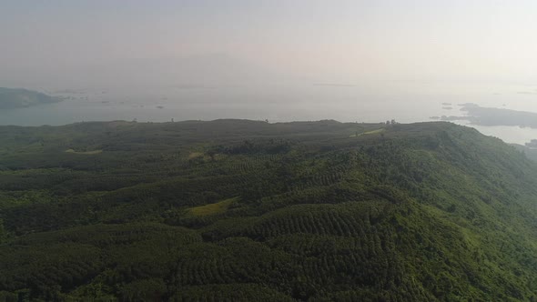 Vang Vieng water reserve in Laos seen from the sky alt