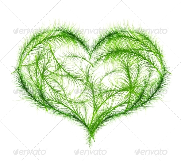 Green Heart Vector Illustration - Decorative Symbols Decorative