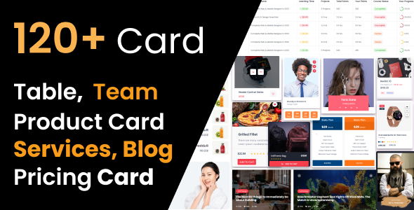 initCards - HTML product card, table, pricing card, services card, blog card, team multipurpose Show