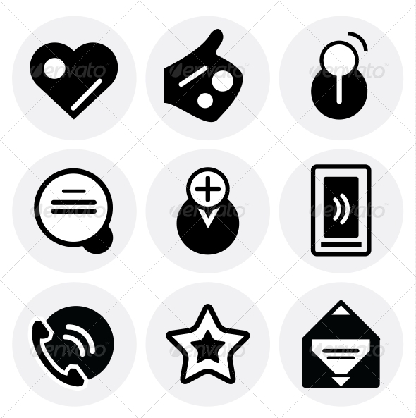 Vector black social icons. Icon set - Decorative Symbols Decorative