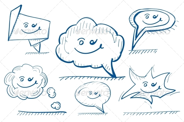 Hand-drawn Vector Design Elements - Speech Bubbles - Decorative Symbols Decorative