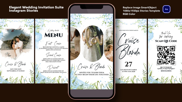 Elegant Wedding Invitation Suite Video Displays template preview