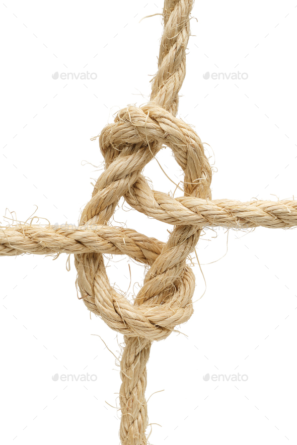 Knot made of rough hemp rope - Stock Photo - Images