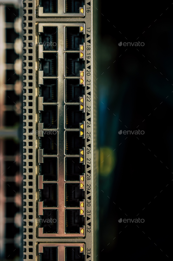 Vertical shot of an ethernet switch