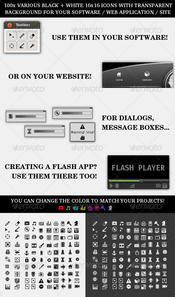 Toolbox Pixel Icons Pack - Software Icons