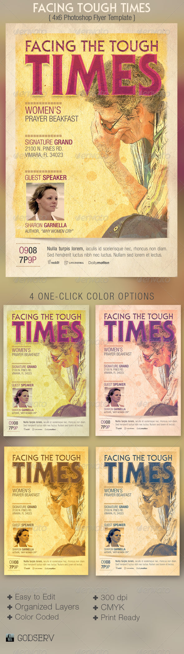 Facing Tough Times Flyer Template - Church Flyers