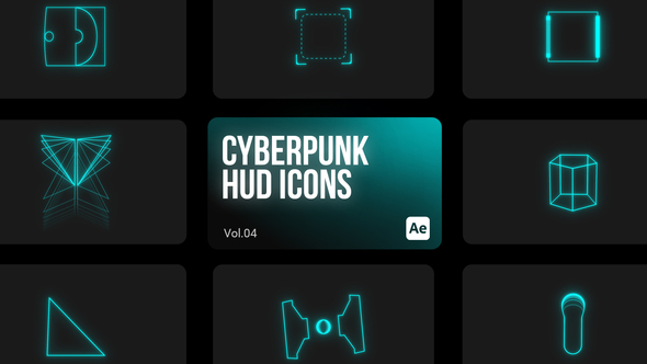 Cyberpunk HUD Icons 04 for After Effects Elements template preview