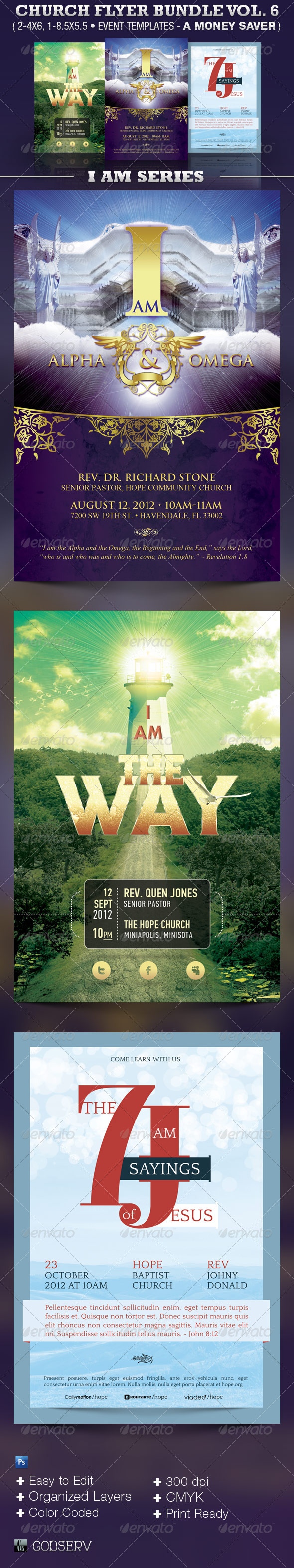 I Am Church Flyer Template Bundle Vol 6 - Church Flyers