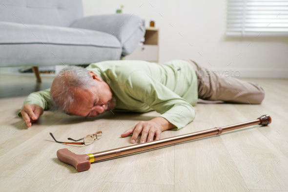 Elderly people accident slip and fall, Accident of senior slip and fall to floor