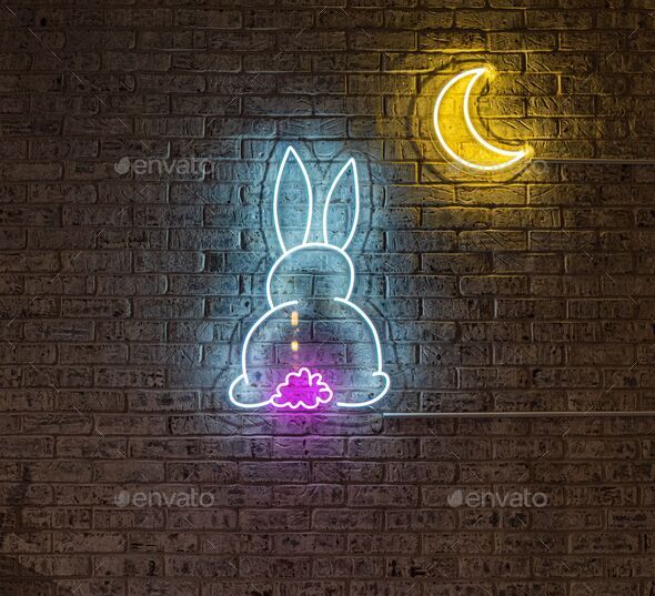 rabbit neon sign