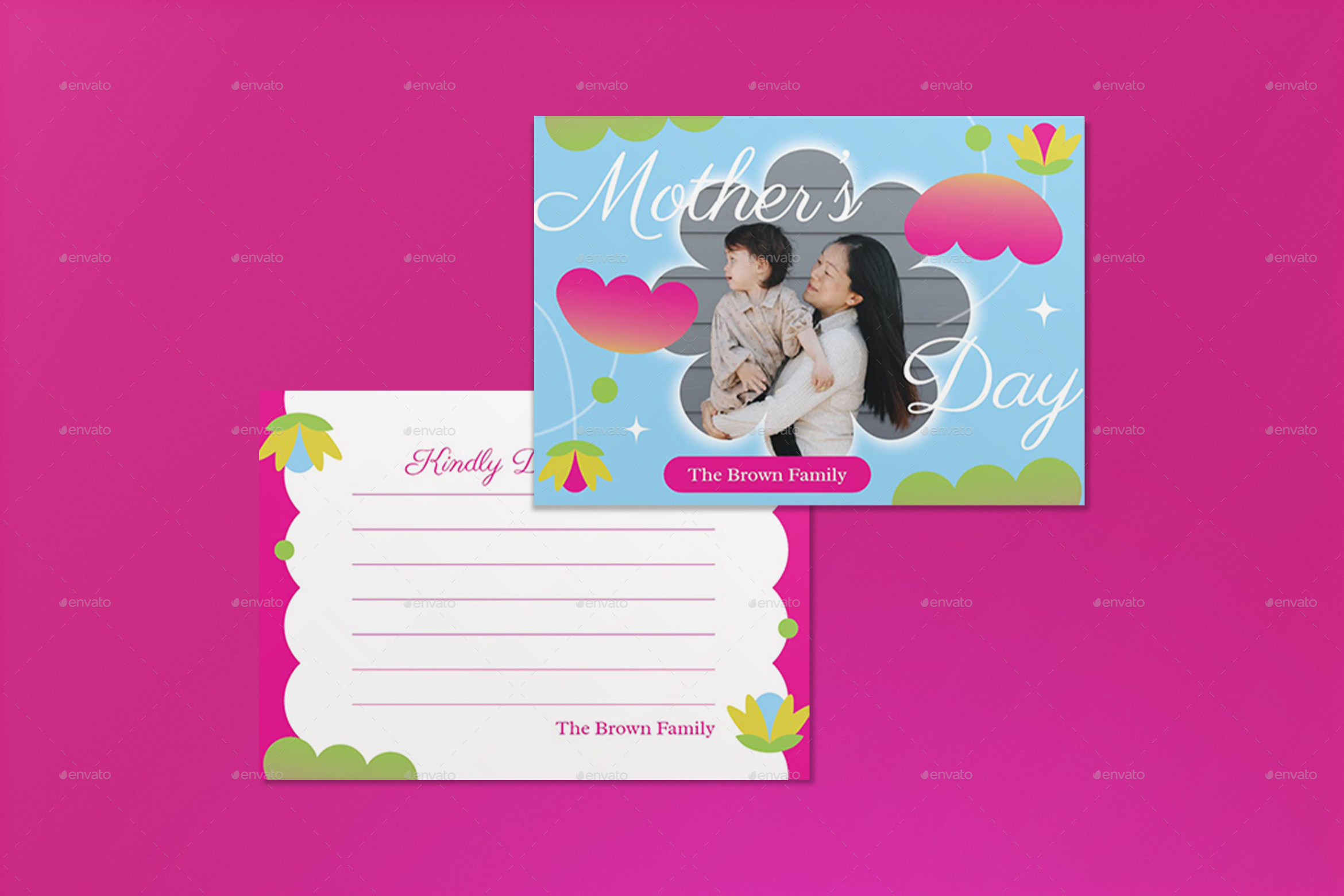 Blue Floral Mothers Day Greeting Card Print Templates Graphicriver