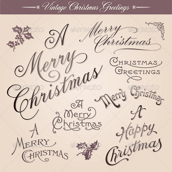 Vintage Calligraphic Christmas Greetings - Christmas Seasons/Holidays