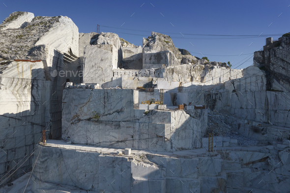 Quarry for the extraction of blocks of white statuary marble - Stock Photo - Images