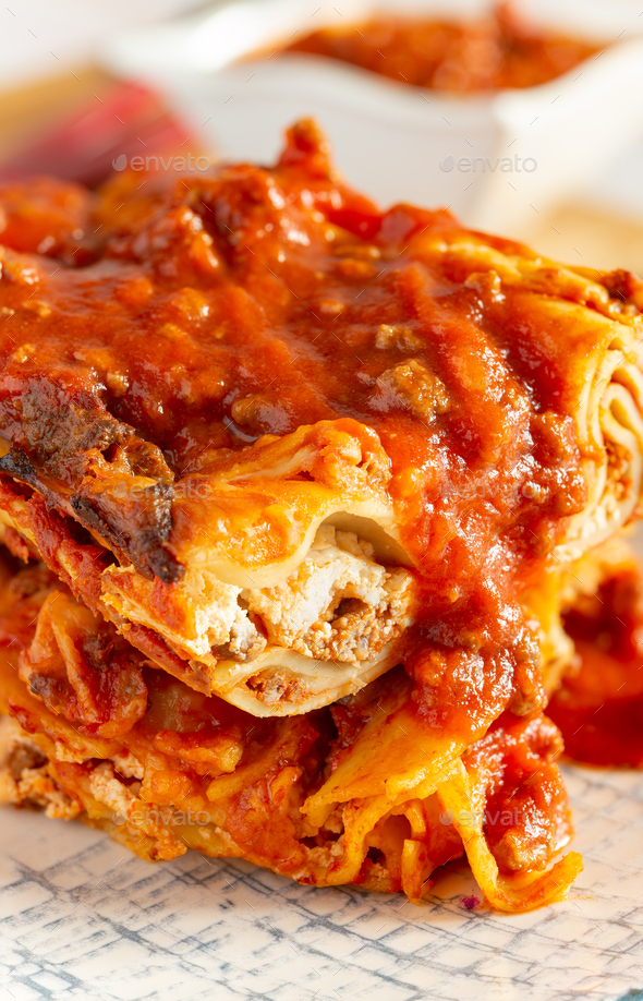 Gastronomic specialty italian baked pasta lasagna - Stock Photo - Images
