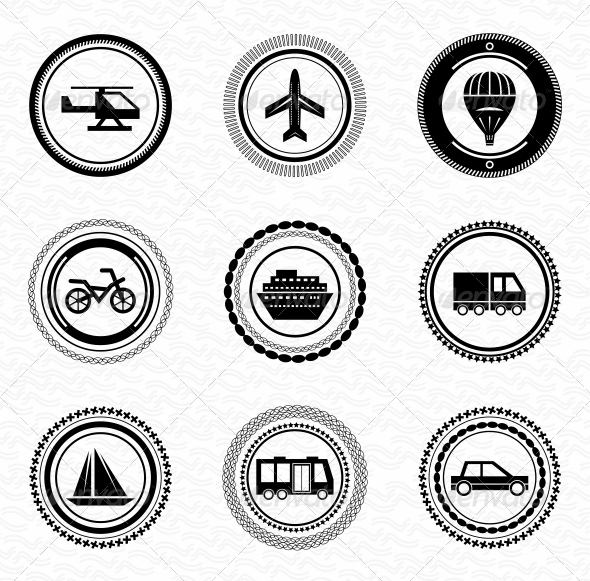 Black Retro Labels and Badges - Transportation - Decorative Symbols Decorative