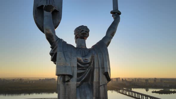 Monument Motherland in the Morning. Kyiv, Ukraine. Aerial View alt