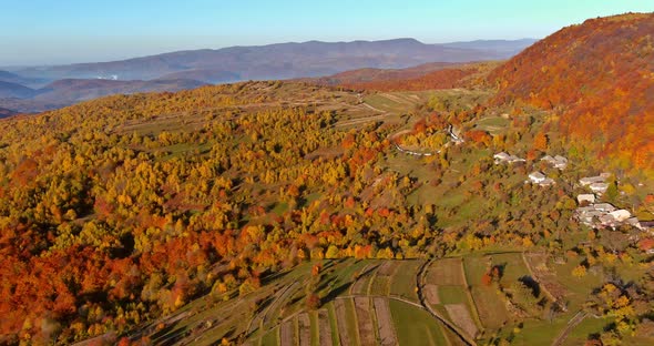 Beautiful Nature Warm Autumn Morning a Fascinating Mountain Aerial View alt