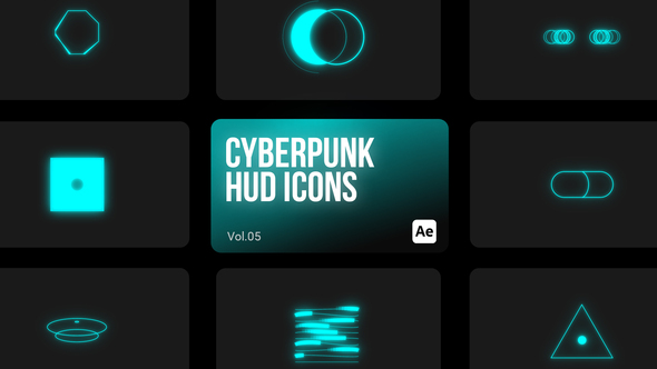 Cyberpunk HUD Icons 05 for After Effects Elements template preview