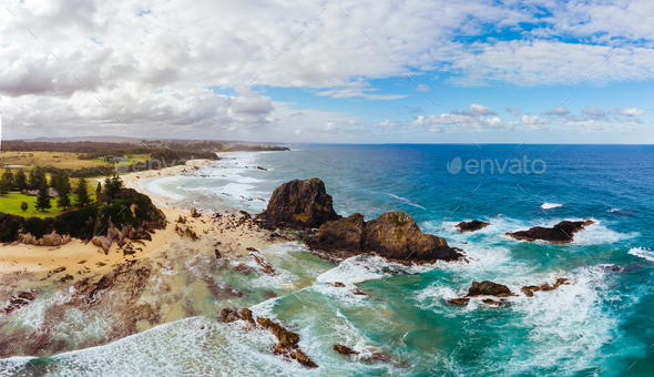 Glasshouse Rocks Beach in Narooma Australia - Stock Photo - Images