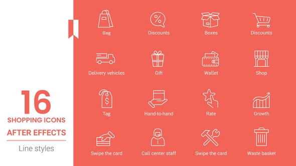 Shopping Line Icons Pack