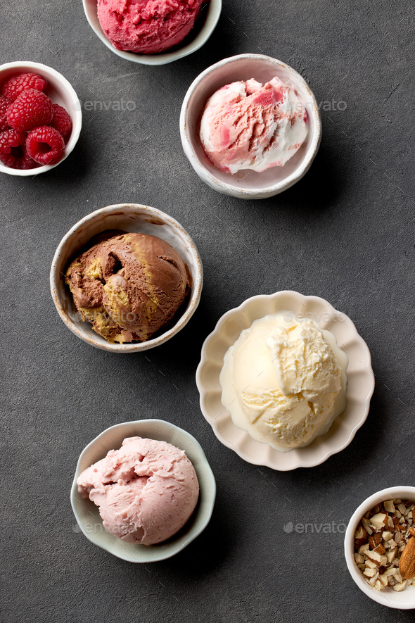 bowls of various ice creams Stock Photo by magone PhotoDune