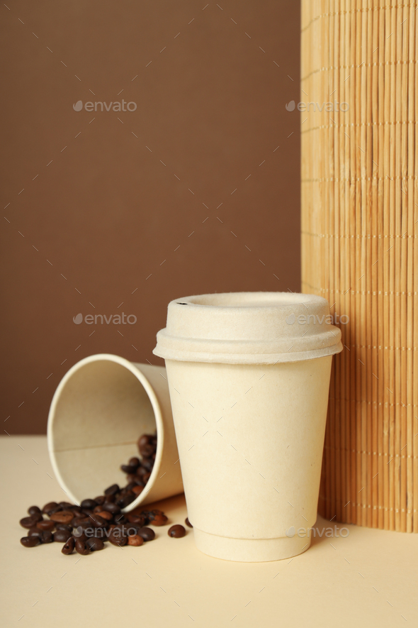 Blank paper cups, composition for delivery and take away concept Stock ...