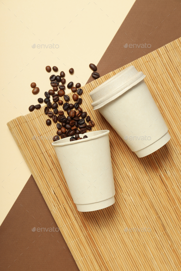 Blank paper cups, composition for delivery and take away concept Stock ...
