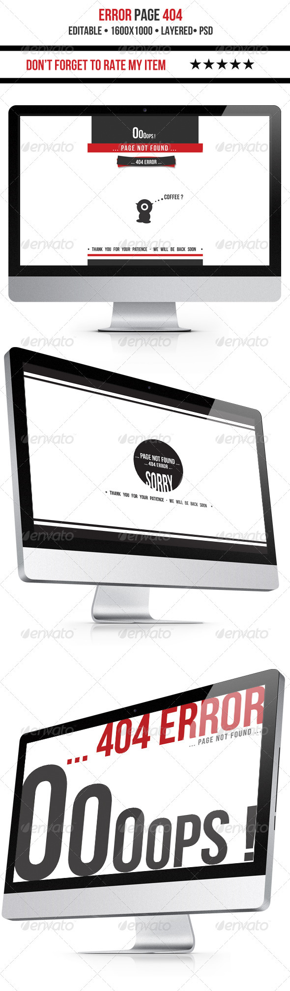 404 error 3 in 1 - 404 Pages Web Elements