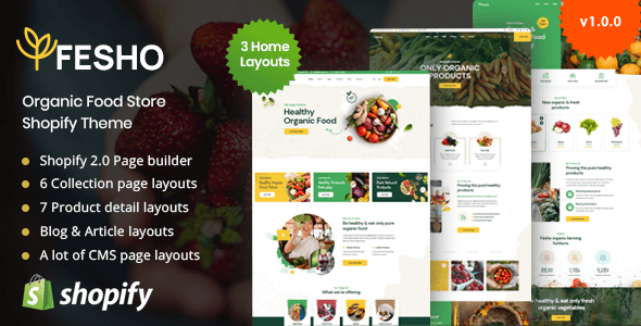 Fesho – Organic Food Shopify Page Builder Theme