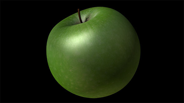 Keyable Rotating Green Apple With Alpha