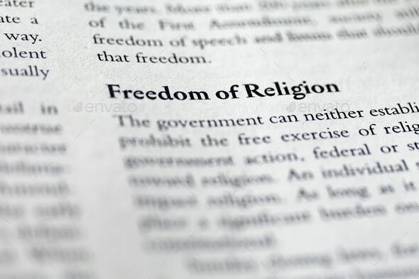 Highlighted term Freedom of Religion written in a Legal Business Law textbook