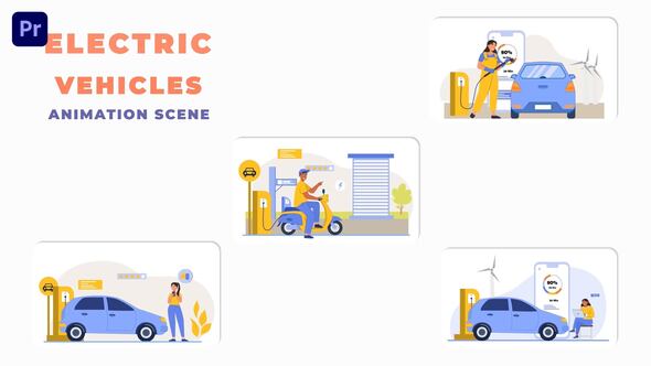 Premiere Pro Electric Vehicles Charging Stop Animation