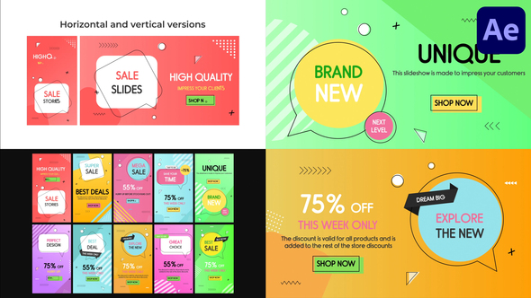 Rounded Sales Slides for After Effects