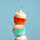 Stack of cupcakes with falling sprinkles - PhotoDune Item for Sale