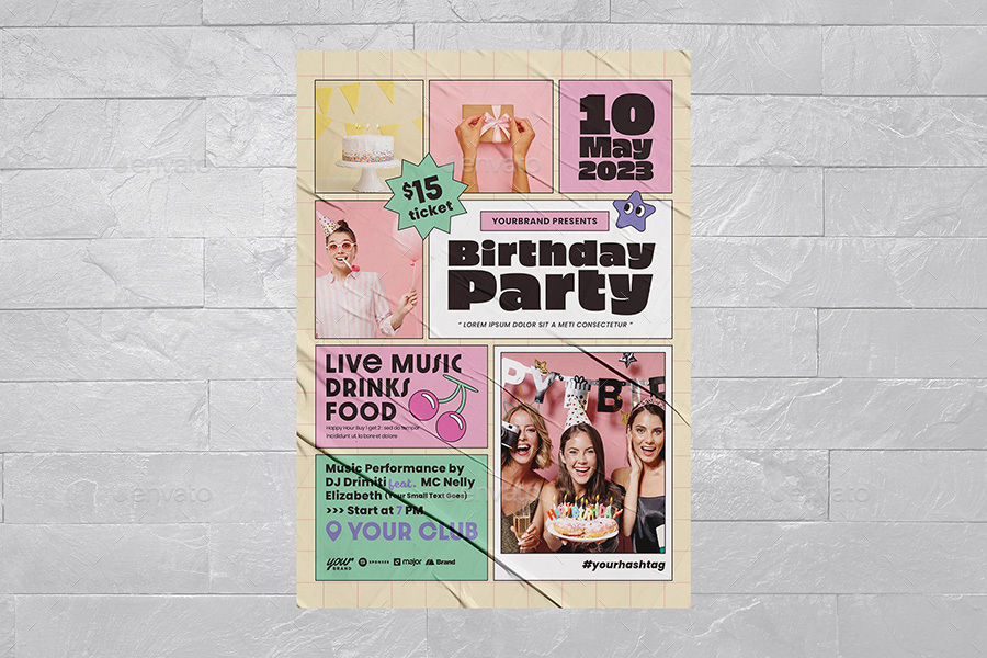 Y2k Birthday Party Flyer Templates Print Templates Graphicriver 0965