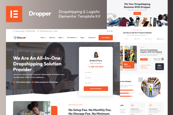 cover dropper elementor template kit