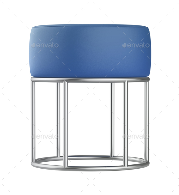 Blue leather stool - Stock Photo - Images
