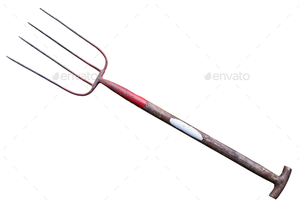 Isolated Rustic Pitchfork. - Stock Photo - Images