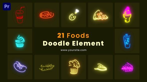Premiere Pro Food Doodle Element Pack
