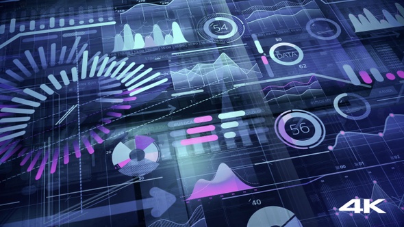 Dark Blue 3D Background With Infographics 4K alt