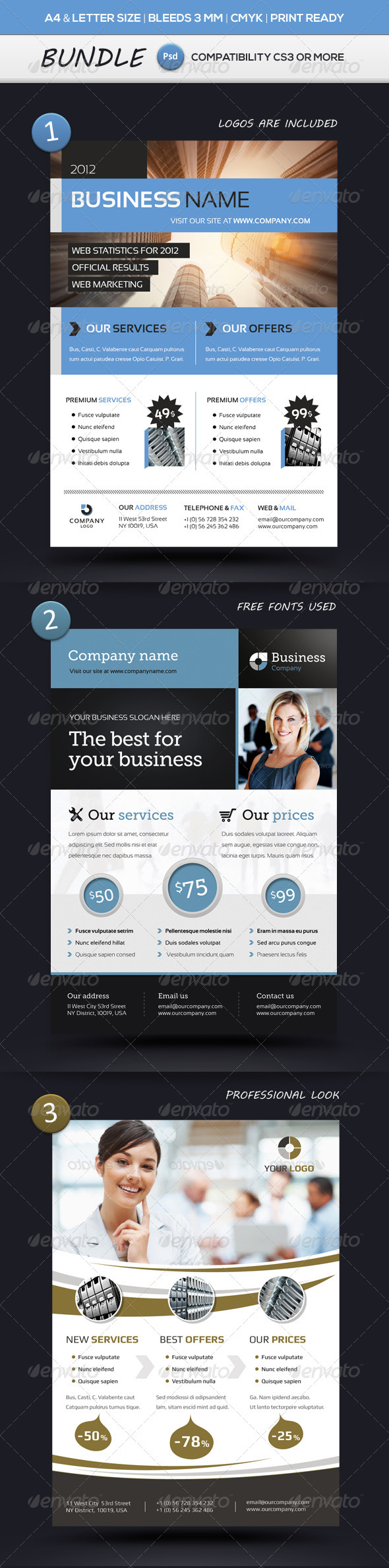 Business Flyer Templates A4 & Letter BUNDLE - Commerce Flyers