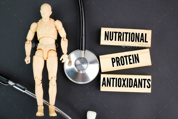 stethoscope and person model with the words Nutritional, omega and ...