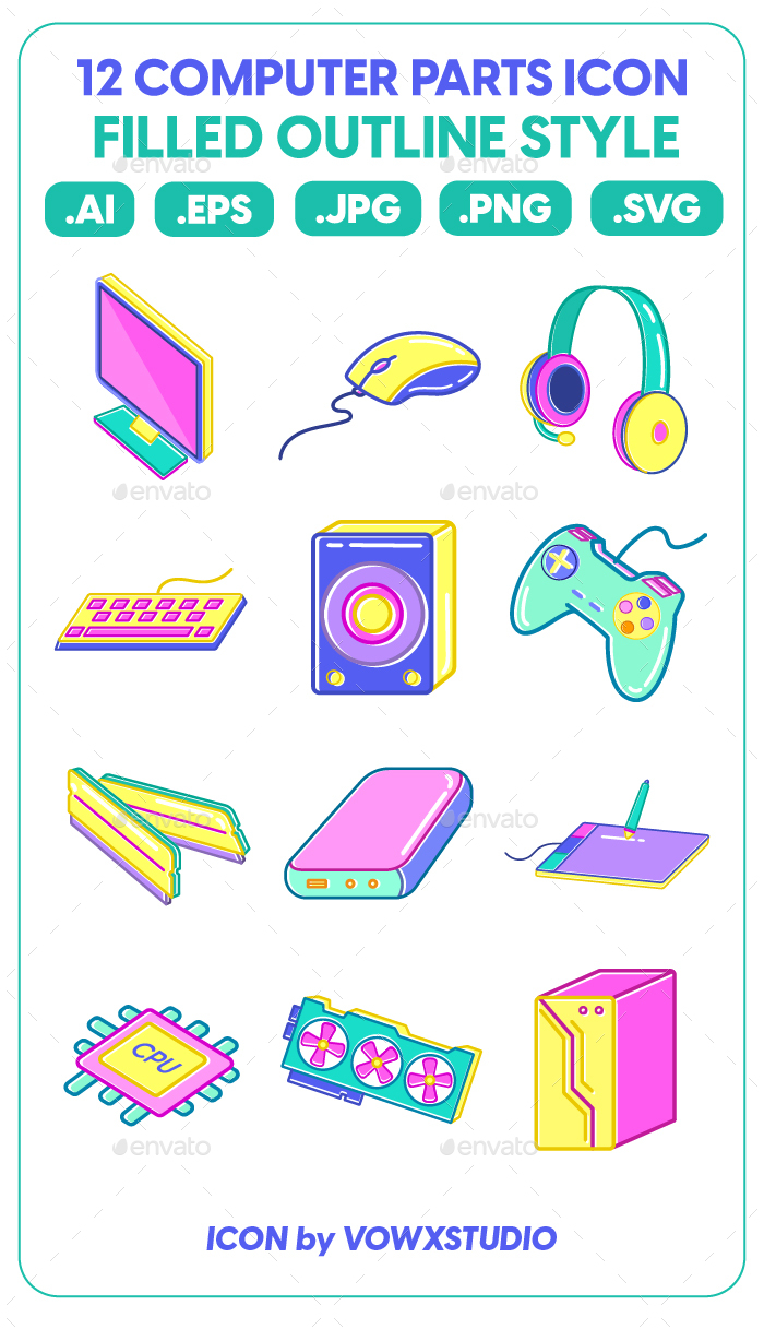 Computer Parts Icon Classic, Icons | GraphicRiver