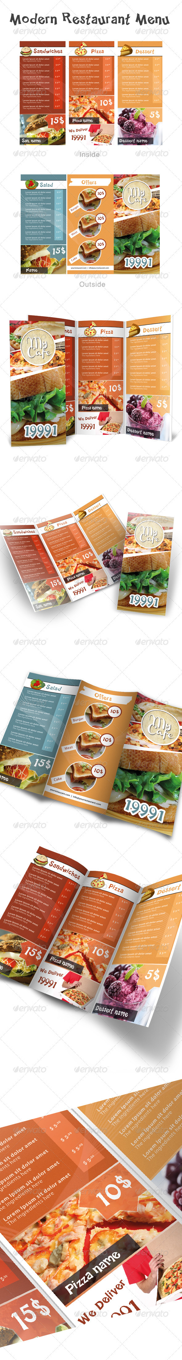 Modern Restaurant Menu - Food Menus Print Templates