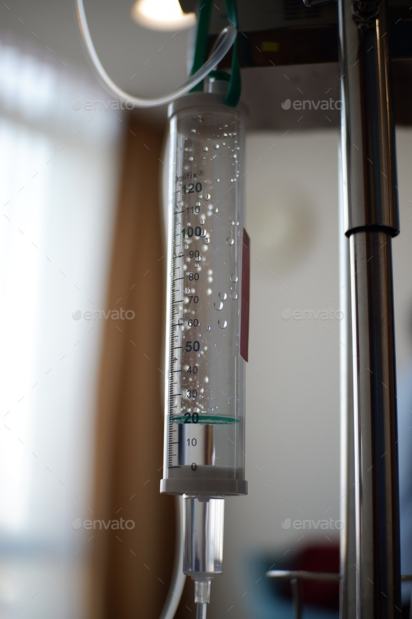 Saline iv bag intravenous drip hospital room,Medical Concept,treatment patient emergency and injecti
