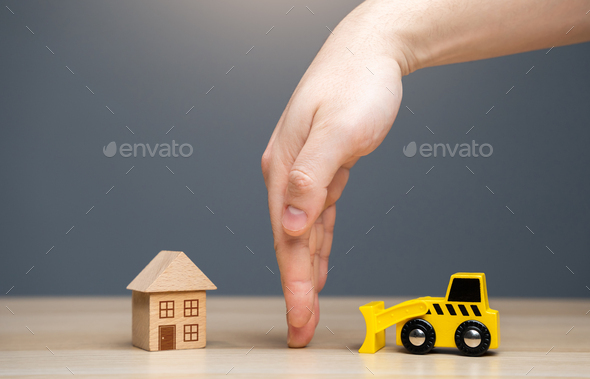 Stop house demolition. Protection of private property from destruction. - Stock Photo - Images