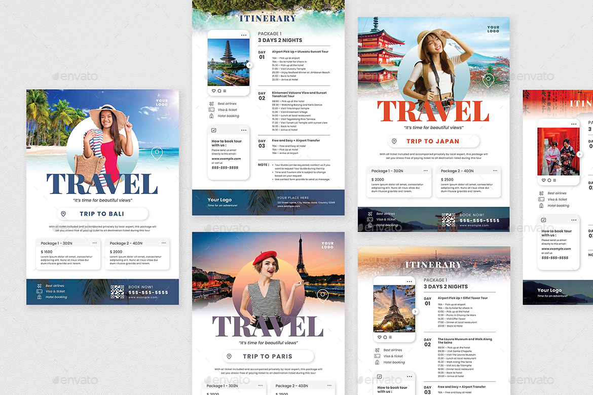 Travel & Itinerary Flyer Template, Print Templates | GraphicRiver