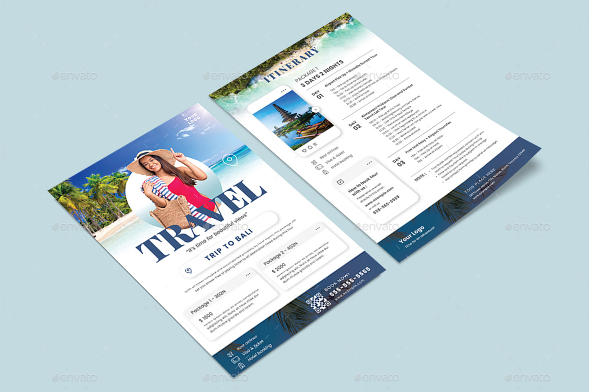 Travel & Itinerary Flyer Template, Print Templates | GraphicRiver