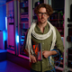 Portrait of signalman with many wires on shoulders and laptop in hand - PhotoDune Item for Sale